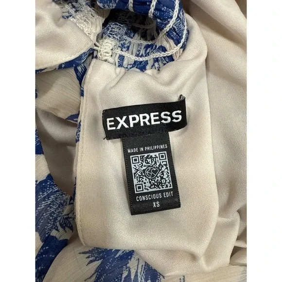 Express Women XS Floral‎ Ruffled Mini Dress Mocked Neck Summer Boho Cottagecore - Picture 5 of 9